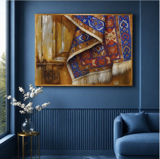 Geleneksel Kilim Tablosu Anadolu Motifli Rustik Dekoratif Duvar Tablosu