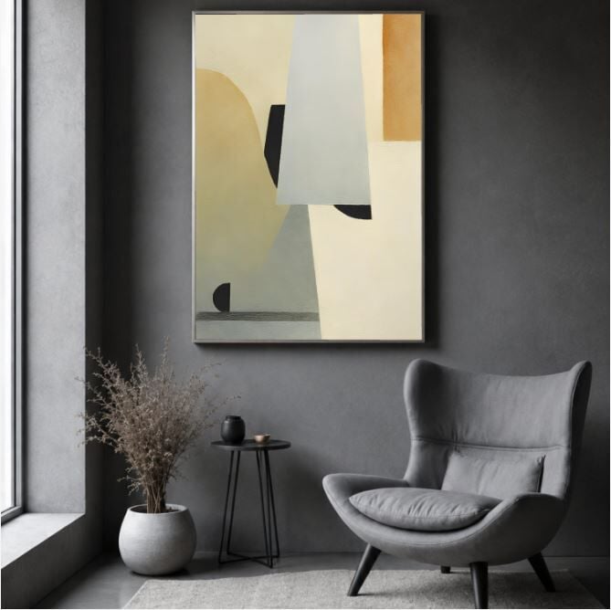 Geometrik Soyut Tablo Bej Minimalist Modern Duvar Tablosu