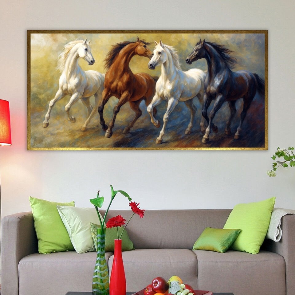 Rüzgârla Yarışanlar Dokulu Yağlıboya Tablo